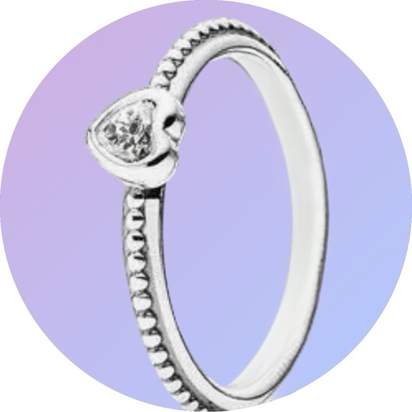 Pandora Heart Ring, Authentic, Sterling Silver, .5 Cubic Zirconium Stone, in Box - Picture 3 of 8